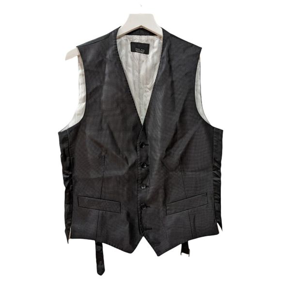 Zara Men's Classy Formal Black Wool & Silk Blend 5 Buttoned Vest Size M - Picture 1 of 7